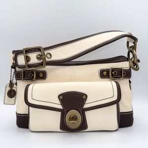 ❤️ NEW COACH LEGACY 65TH ANNIVERSARY BROWN & OFF-WHITE LEATHER SHOULDER BAG❤️